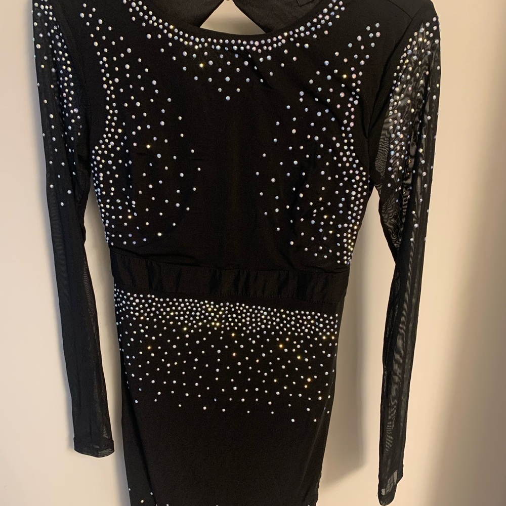 Black LongSleeve Backless Party Dress
